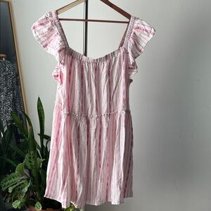 Time and Tru Pink, White, and Yellow Patterned Top 3XL